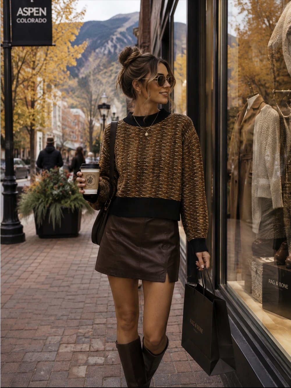 OVS Mustard Yellow Black Popcorn Pullover